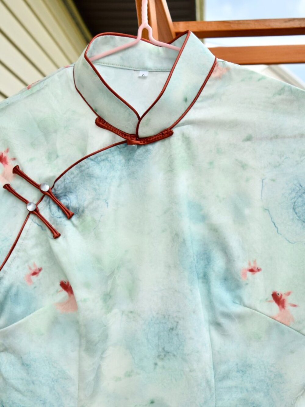 Green Red Fish Qipao Long Dress - Chinese Traditional Cheongsam